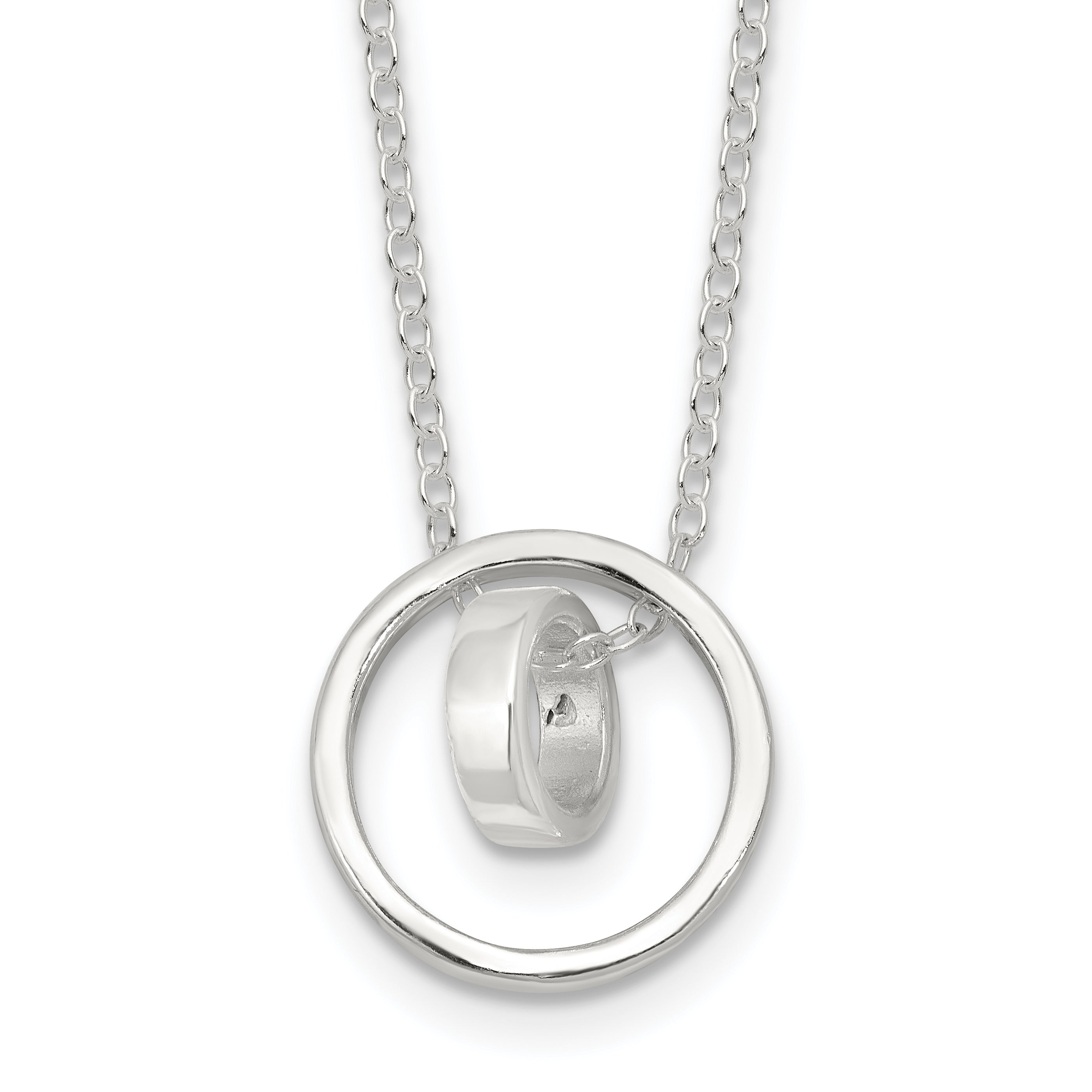 Sterling Silver E-Coating Double Circle 16in With 2 Inch Extention Necklace Main image