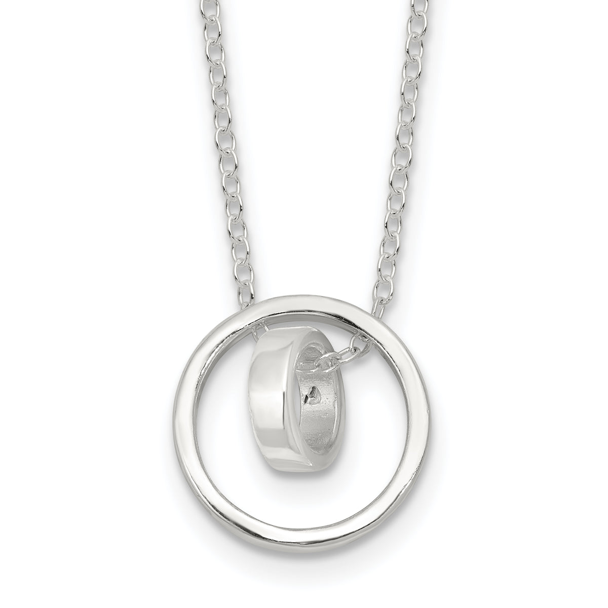 Sterling Silver E-Coating Double Circle 16in With 2 Inch Extention Necklace