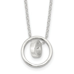 Sterling Silver E-Coating Double Circle 16in With 2 Inch Extention Necklace