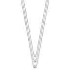 Sterling Silver Rhodium-plated CZ 3-Strand 14.5in w/2in ext Necklace