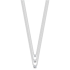Sterling Silver Rhodium-plated CZ 3-Strand 14.5in w/2in ext Necklace