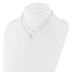 Sterling Silver Rhodium-plated CZ 3-Strand 14.5in w/2in ext Necklace