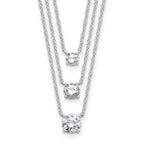 Sterling Silver Rhodium-plated CZ 3-Strand 14.5in w/2in ext Necklace