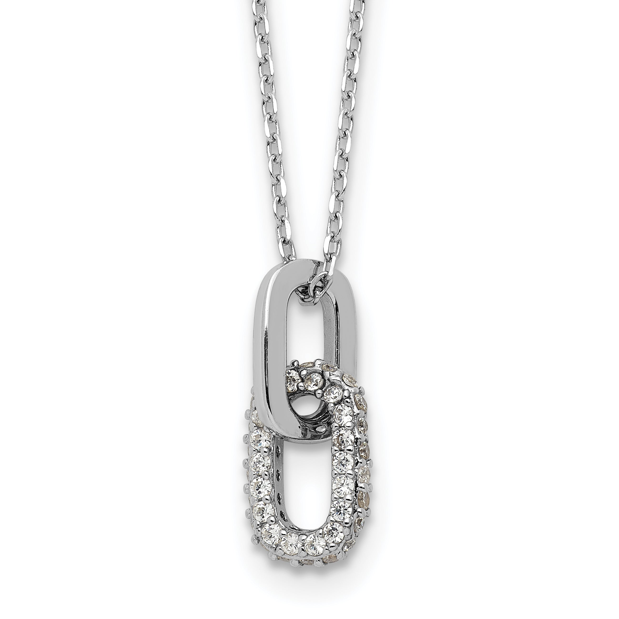 Sterling Silver Rhodium-Rhodium-Plated with Micro Pave CZ 16in With 2 Inch Extention Necklace Main image