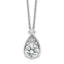 Sterling Silver Rhodium-Rhodium-Plated Teardrop CZ 16in w/2 in Ext Necklace