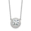 Sterling Silver Rhodium-Rhodium-Plated 8mm CZ 16in With 2 Inch Extention. Necklace