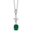 Sterling SilverRhodium-Rhodium-Plated Green and White CZ 16in With 2 Inch Extention Necklace