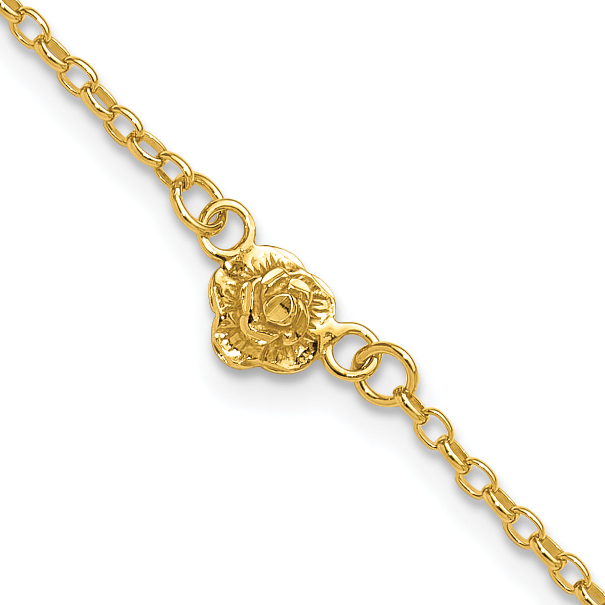 Sterling Silver Gold-tone Flower Charm 9in Anklet Main image