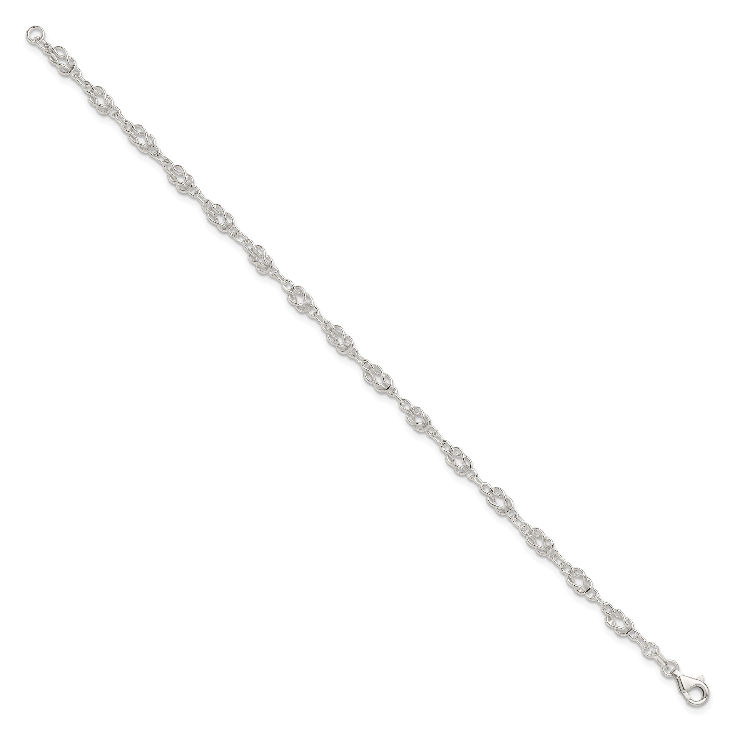 Sterling Silver 9inch Solid Polished Fancy Knot-Link Anklet Secondary image
