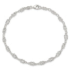 Sterling Silver 10inch Solid Polished Fancy Knot-Link Anklet