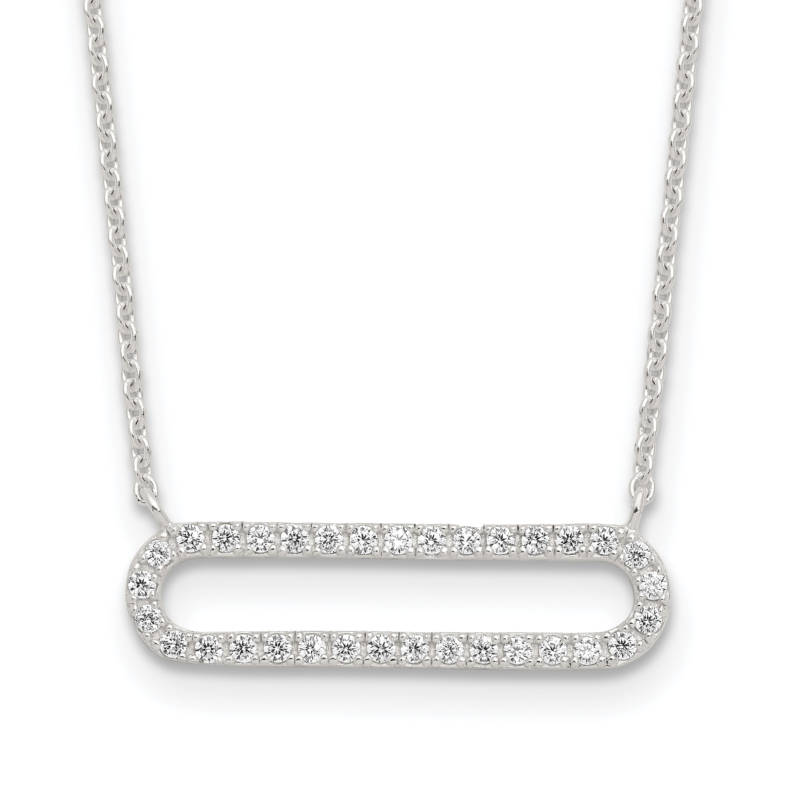 Sterling Silver E-coated CZ 18.25in With 2 Inch Extention Necklace
