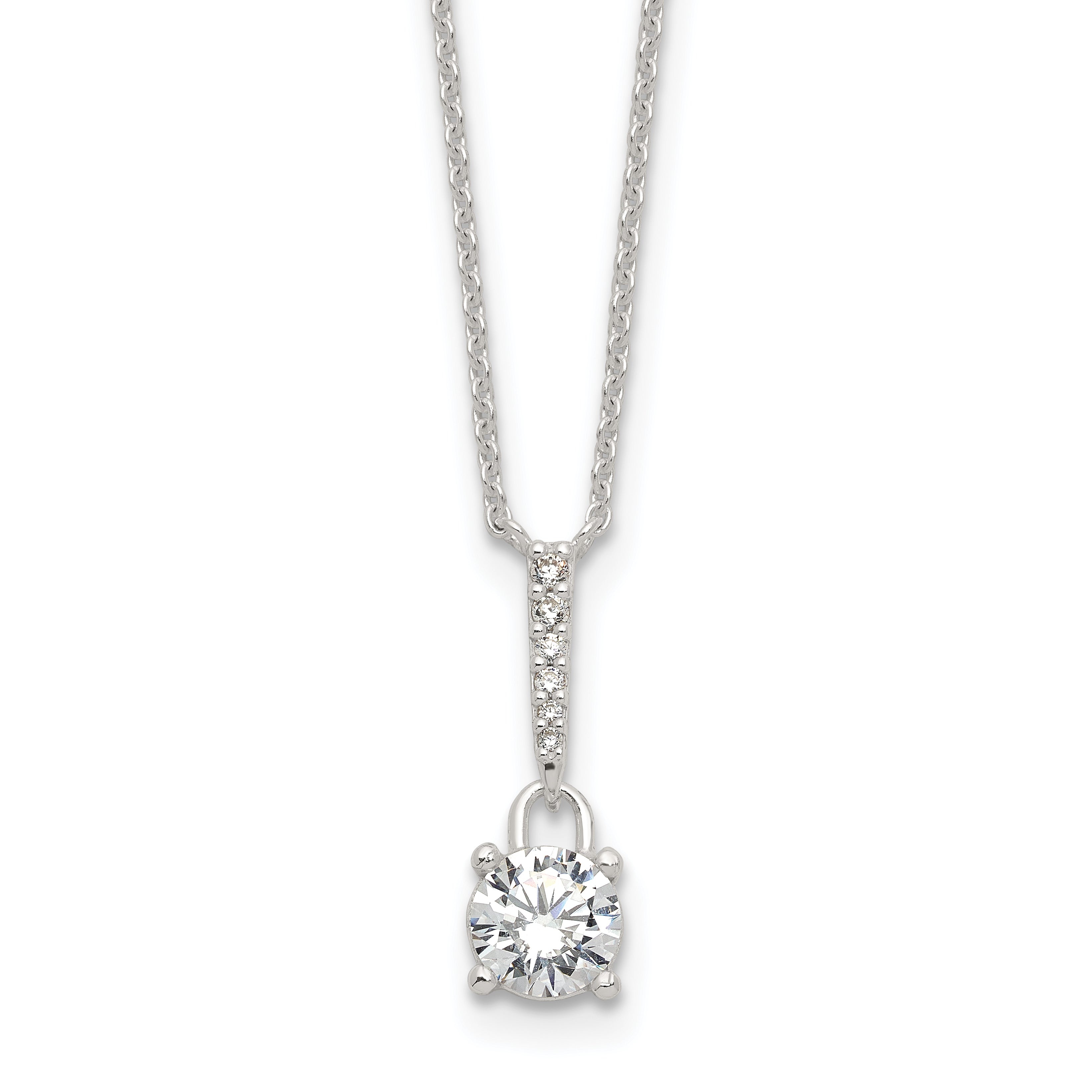 Sterling Silver E-coated CZ 17.75in Necklace