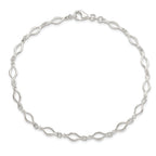 Sterling Silver 10inch Solid Polished Fancy Link Anklet