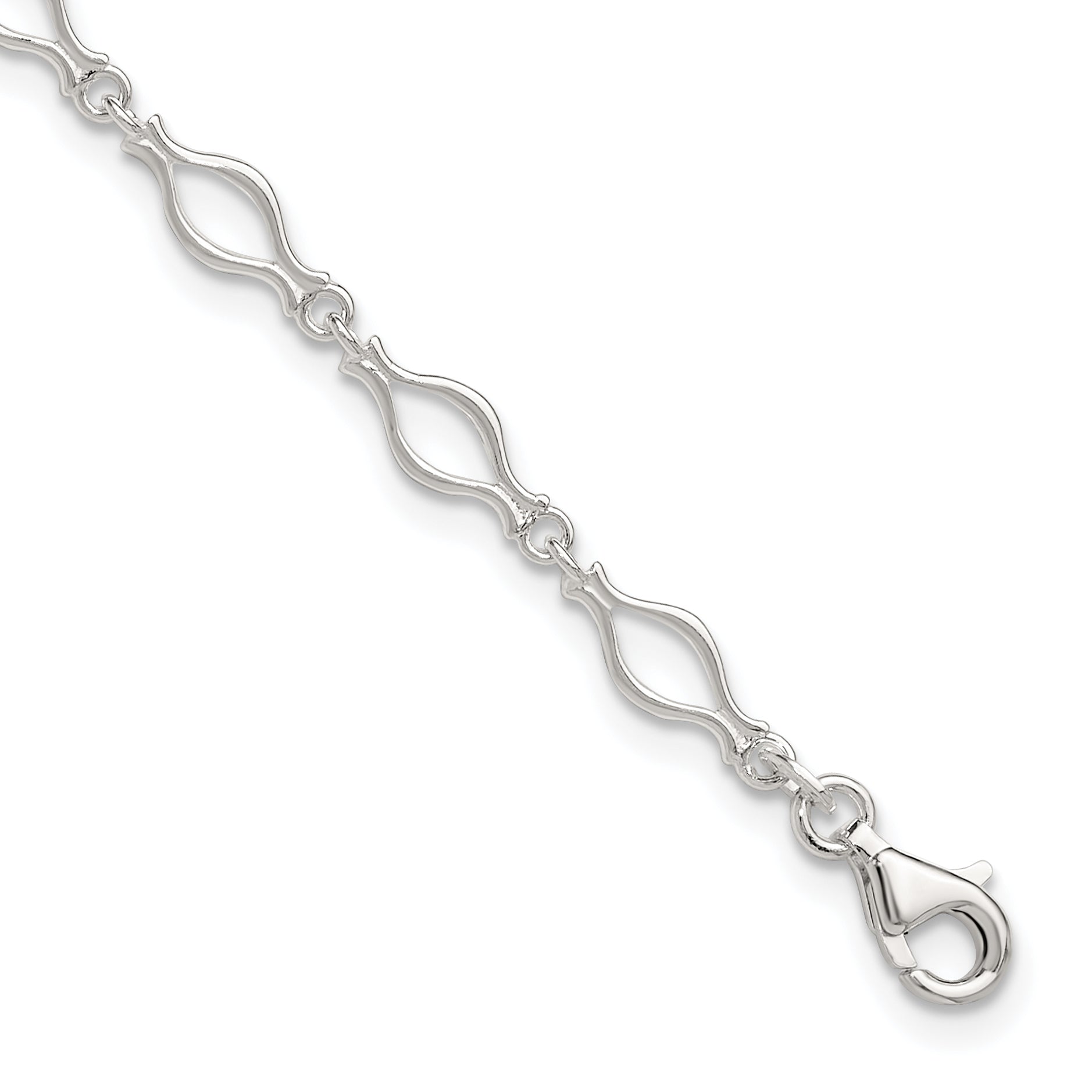 Sterling Silver 10inch Solid Polished Fancy Link Anklet Main image