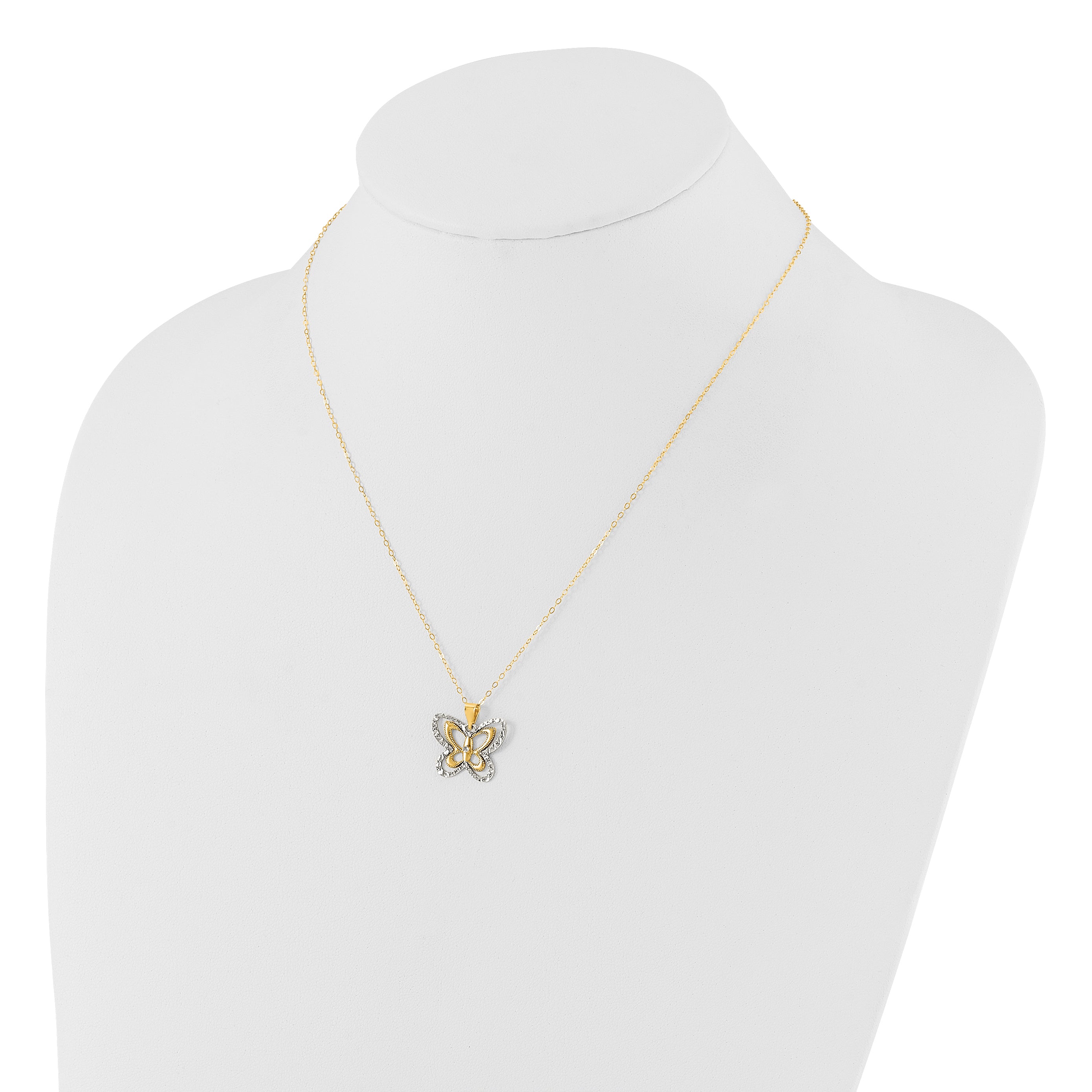 Sterling Silver Gold-tone White Rhodium D/C 16in With 2in ext. Necklace