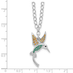 Sterling Silver Rhod-pltd CZ/Crystal Hummingbird 16in With 2in ext Necklace