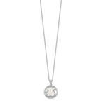 Sterling Silver RH-plated CZ Cr Opal Inlay Bear 16in With 2in ext Necklace