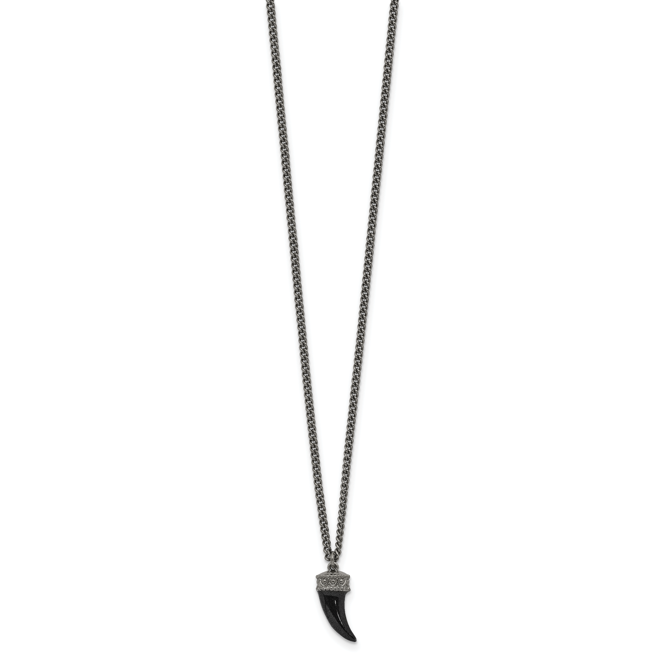 Sterling Silver Antiqued Enamel 3D Horn With 1.5 in ext. Necklace Secondary image