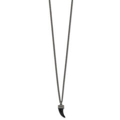 Sterling Silver Antiqued Enamel 3D Horn With 1.5 in ext. Necklace