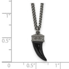 Sterling Silver Antiqued Enamel 3D Horn With 1.5 in ext. Necklace