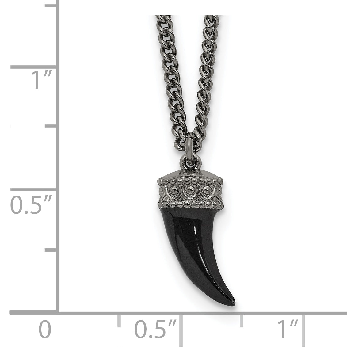 Sterling Silver Antiqued Enamel 3D Horn With 1.5 in ext. Necklace
