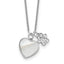 Sterling Silver Rhodium-Platedod-plated MOP/CZ Paw With 2 Inch Extention Necklace