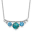Sterling Silver  Rhodium-Plated-pl Multi Color CZ Reconstituted Turq. With 2 Inch Extention Necklac