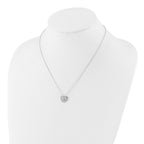 Sterling Silver RH-plated CZ Heart 18in Necklace and Post Earring Set