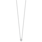 Sterling Silver Rhodium-plated Polished CZ Heart Children's 13in w/2in Ext. Necklace & Stud Earring Set