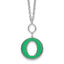Sterling Silver Rhodium-Rhodium-Plated 18in With 2 Inch Extention Green Enamel Circle Necklace