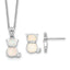 Sterling Silver RH-pl Cr.Opal Cat 16in Necklace w/1.75 ext/Earring Set