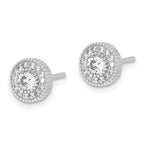 Sterling Silver RH-plated CZ Post Earrings and 16in Necklace w/2in ext Set