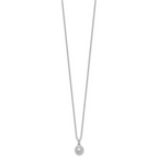 Sterling Silver RH-plated CZ Post Earrings and 16in Necklace w/2in ext Set