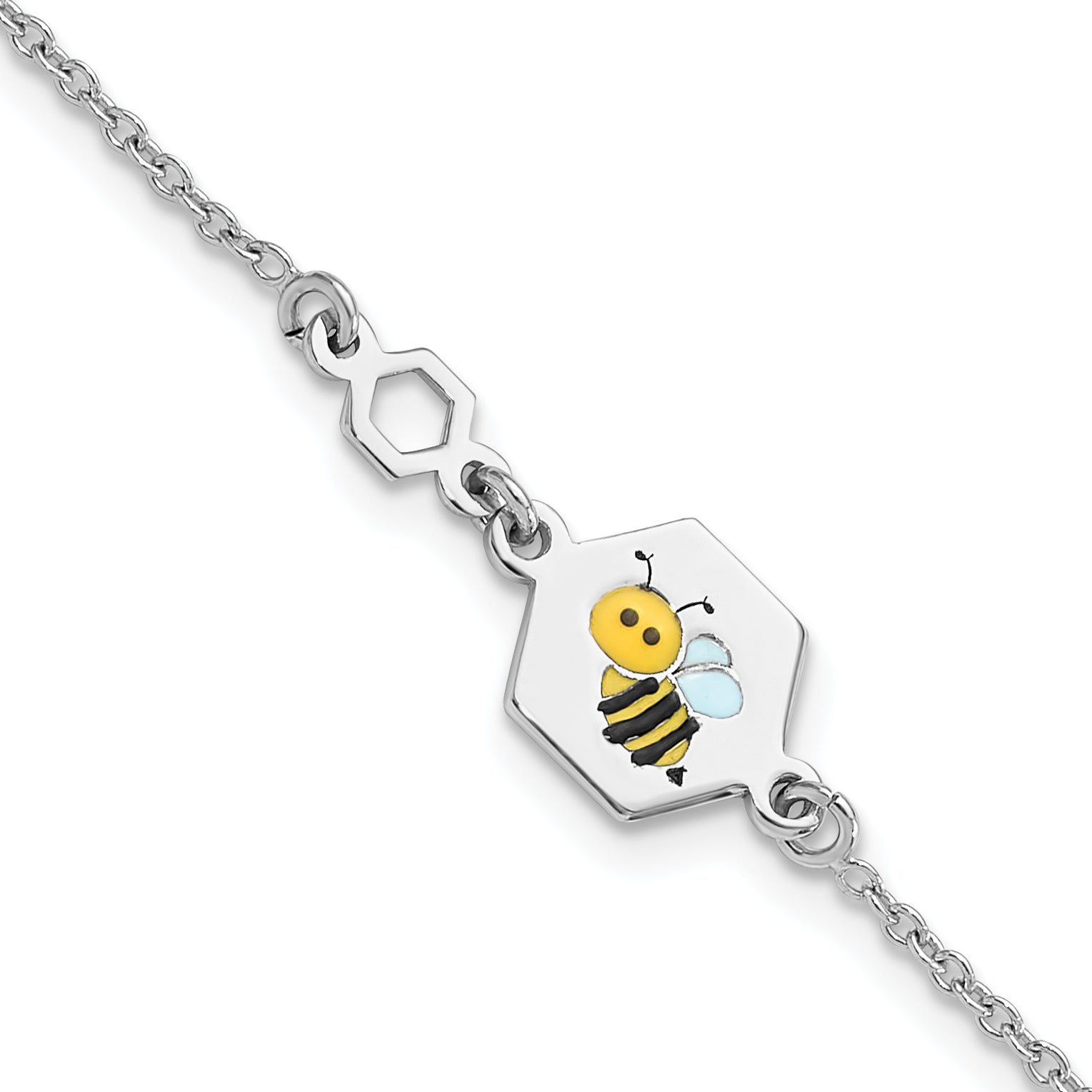 Sterling Silver Polished Enameled Bee 6in Children's Bracelet Main image