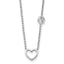 Sterling Silver Rhodium-Rhodium-Plated CZ & Heart w/ 2in Ext. Children's Necklace