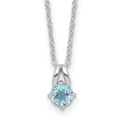 Sterling Silver Rhodium-Rhodium-Plated .59BT Blue Topaz 16in With 2 Inch Extention Necklace