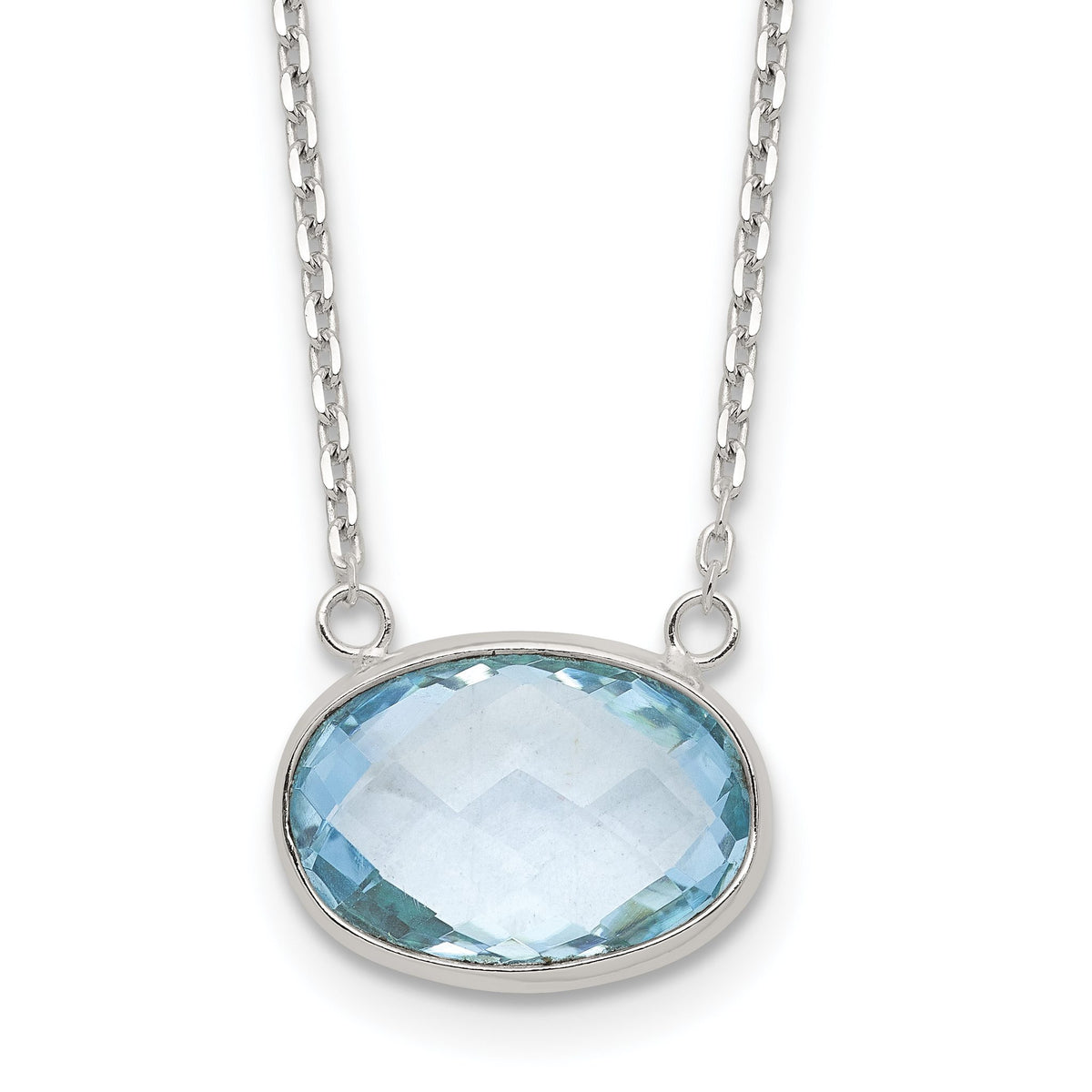 Oval Blue Topaz Necklace in Sterling Silver with Extender, 17 Inch - Sophia Jewelers Main image