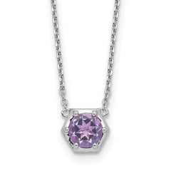 Sterling Silver Rhodium-Rhodium-Plated Polished Amethyst Necklace