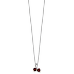 Sterling Silver/14k RH-plated Garnet/Diamond Heart 18in w/2in ext Necklace