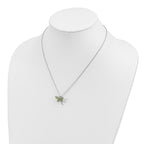 Sterling Silver/14k RH-pltd Peridot/Dia. Dragonfly 18in w/2 ext Necklace