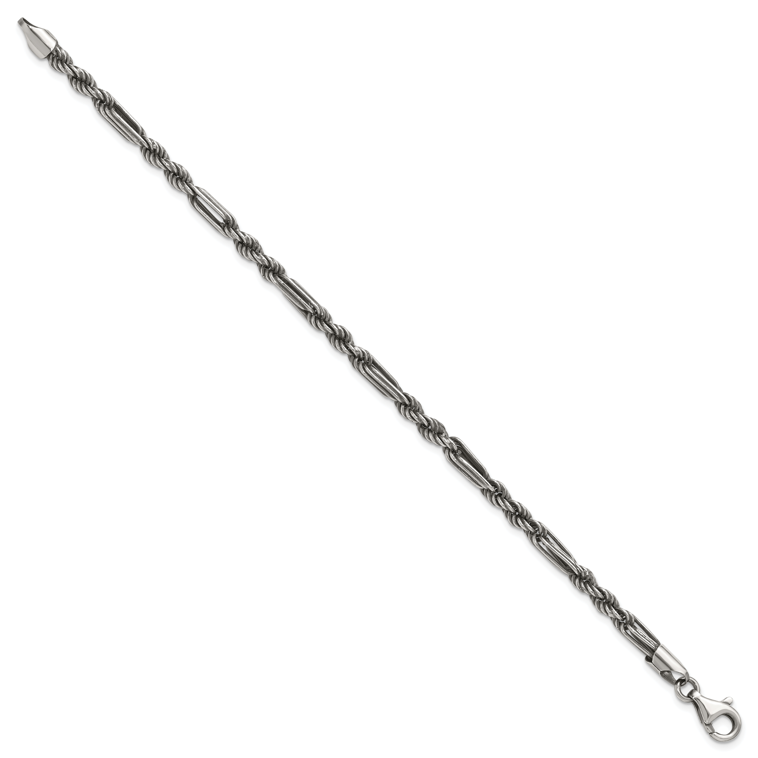 Sterling Silver Antiqued 4.4mm Milano / Figarope Mens 8 inch Bracelet Secondary image