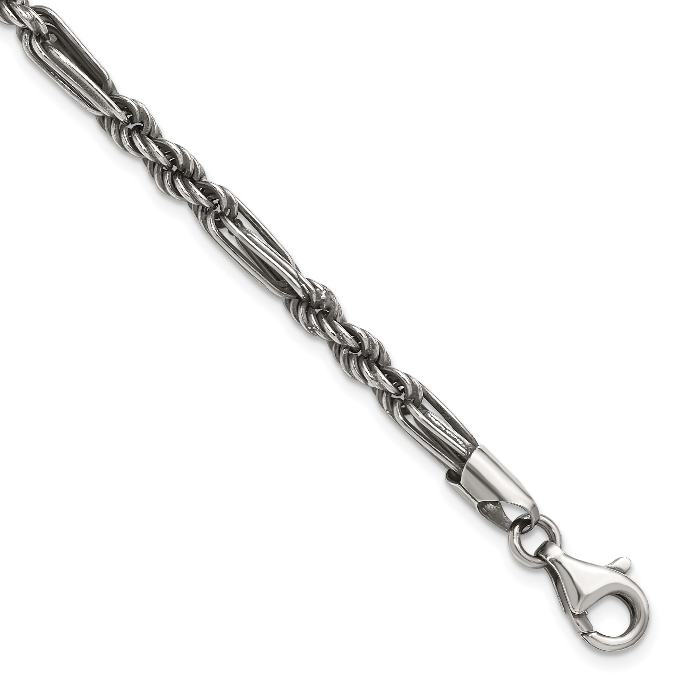 Sterling Silver Antiqued 4.4mm Milano / Figarope Mens 8 inch Bracelet Main image