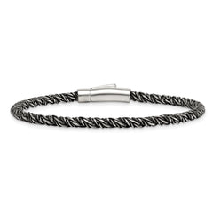 Sterling Silver Antiqued Polished 3.75mm Twisted Franco Chain 8 inch Bracelet