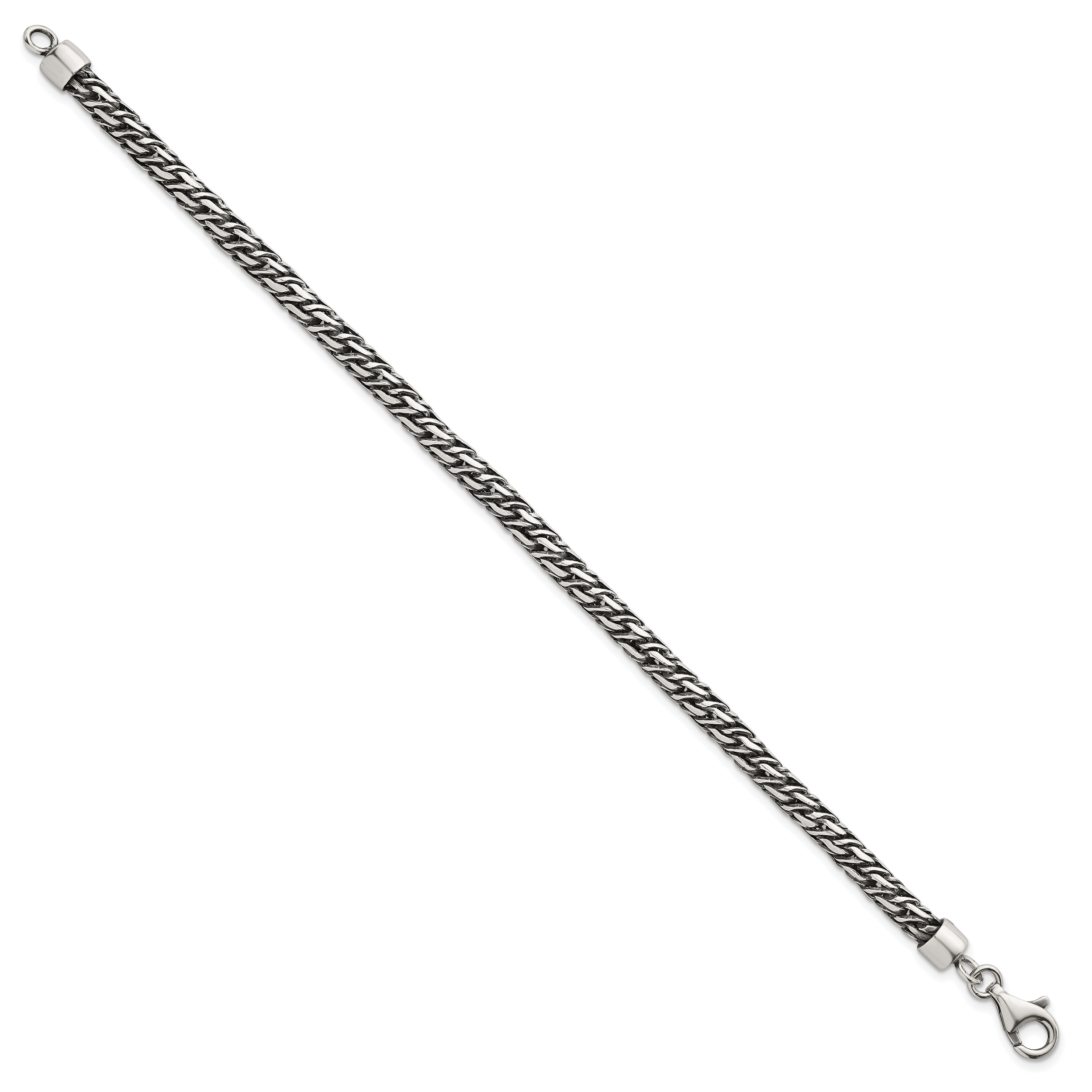 Sterling Silver Rhodium-plated Polished and Antiqued 4.8mm Fancy Link 8 Inch Bracelet Secondary image