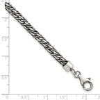Sterling Silver Rhodium-plated Polished and Antiqued 4.8mm Fancy Link 8 Inch Bracelet
