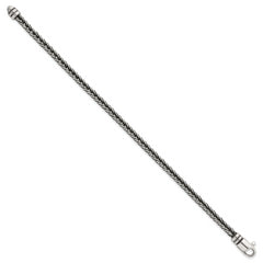 Sterling Silver Antiqued Polished 4.25mm Franco Chain 8 inch Bracelet
