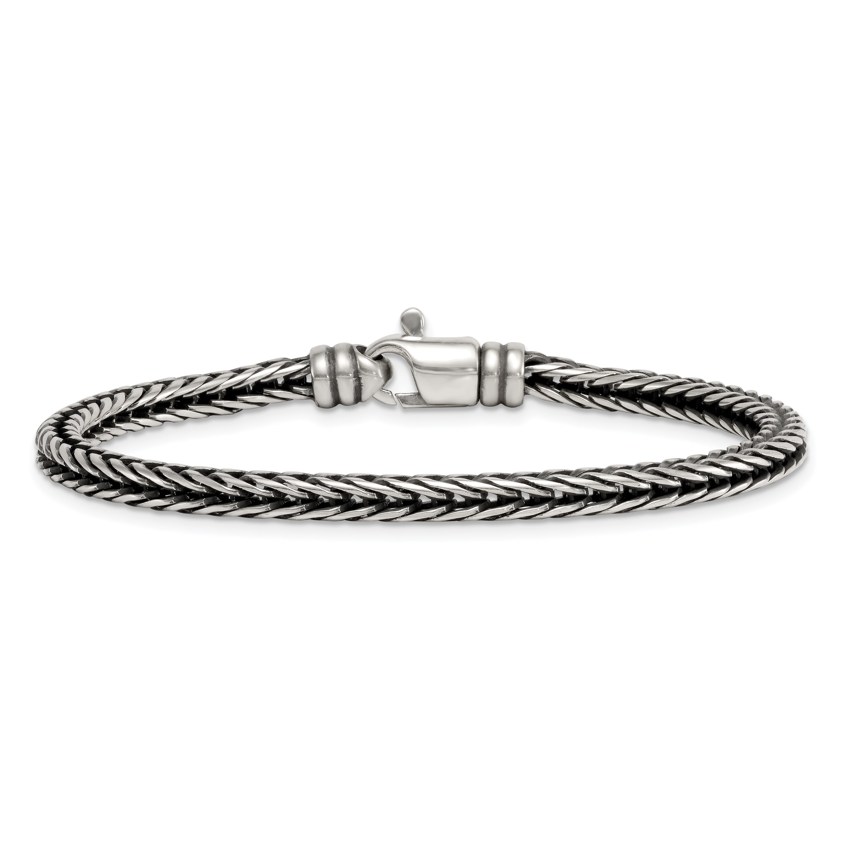 Sterling Silver Antiqued Polished 4.25mm Franco Chain 8 inch Bracelet
