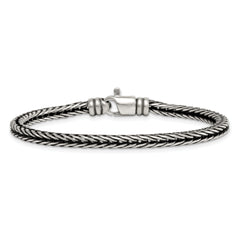Sterling Silver Antiqued Polished 4.25mm Franco Chain 8 inch Bracelet