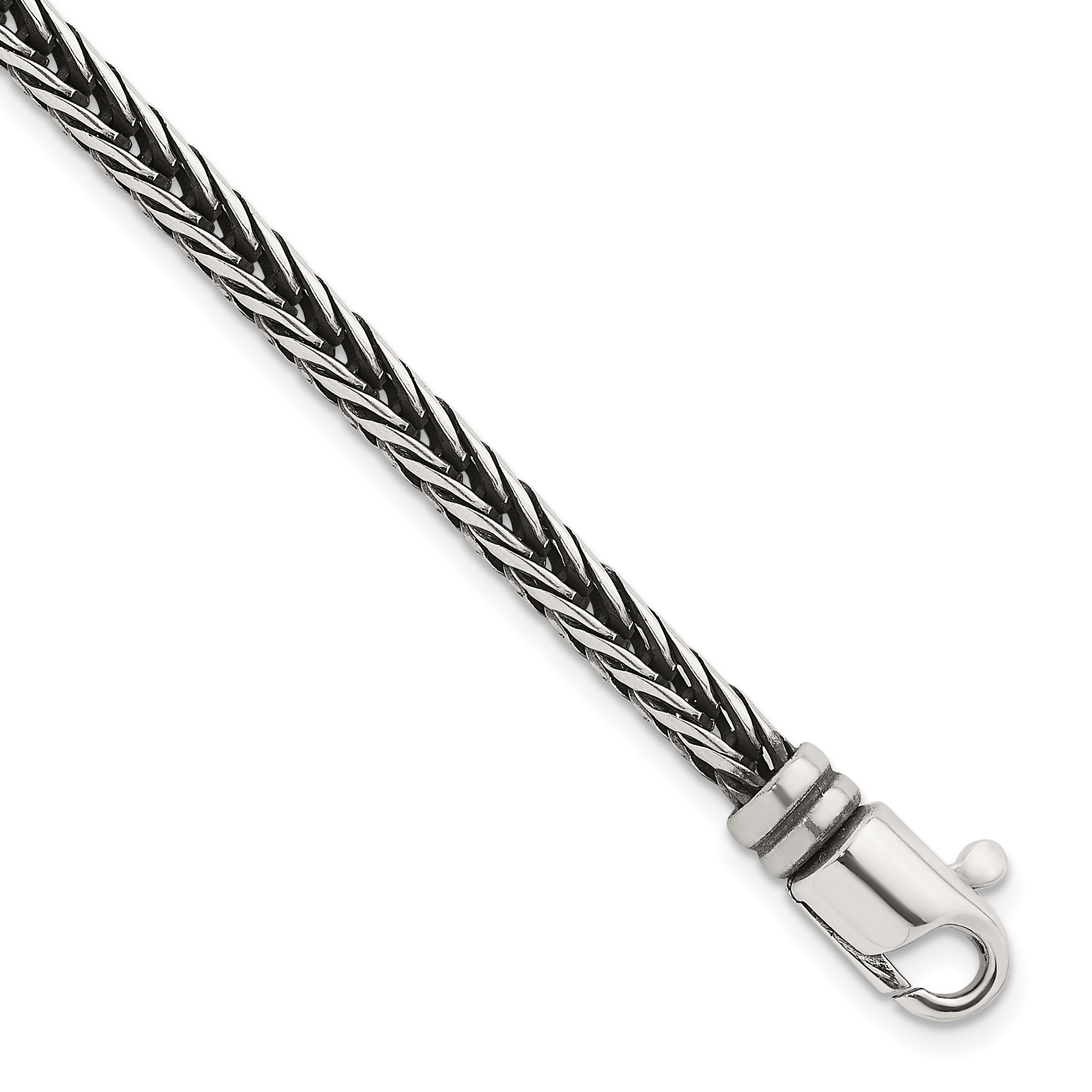 Sterling Silver Antiqued Polished 4.25mm Franco Chain 8 inch Bracelet Main image