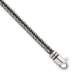 Sterling Silver Antiqued Polished 4.25mm Franco Chain 8 inch Bracelet